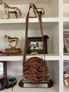 Madewell Brown Tiger-Print Round Crossbody Bag
